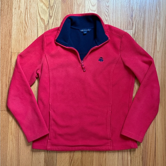 Brooks Brothers Tops - Brooks Brothers Red and Navy Fleece Quarter Zip 1/4 Zip Sweatshirt